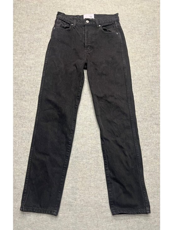 REVICE Denim - Revice Denim Black High-Waisted Straight-Leg Jeans Button Fly Classic 25 USA